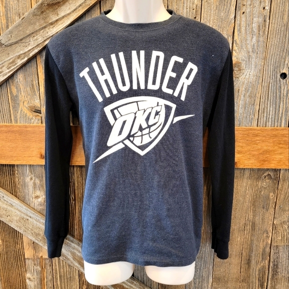 Oklahoma City Thunder Gray small/medium Long Sleeve Thermal Pullover NBA OKC - Picture 1 of 6